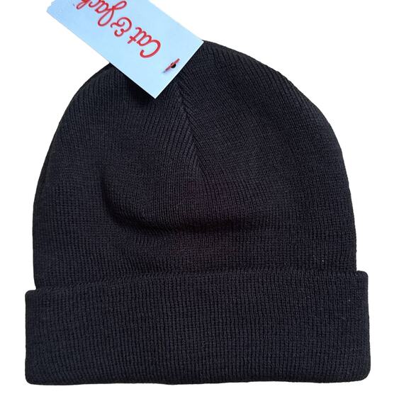 Cat & Jack Toddler Solid Beanie New Black - One Size - Cuffed and Ribbed - Picture 1 of 6